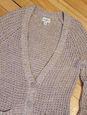 American Eagle Outfitters‎ Neutral Taupe Knit Boho Button-Front Cardigan Cotton